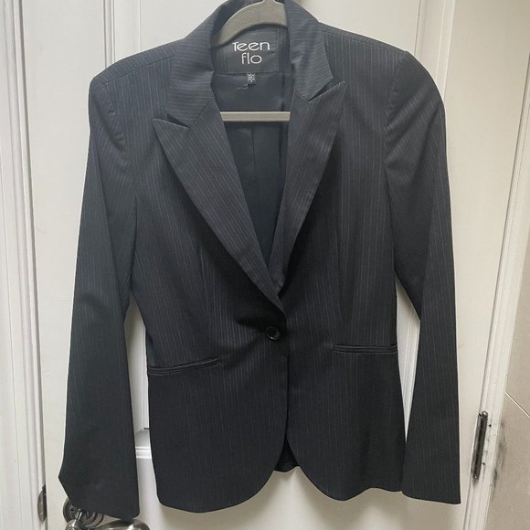 Teenflo black striped suit jacket blazer - Picture 1 of 4